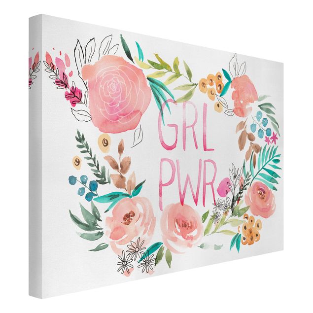 Tableau citation Pink Flowers - Girl Power