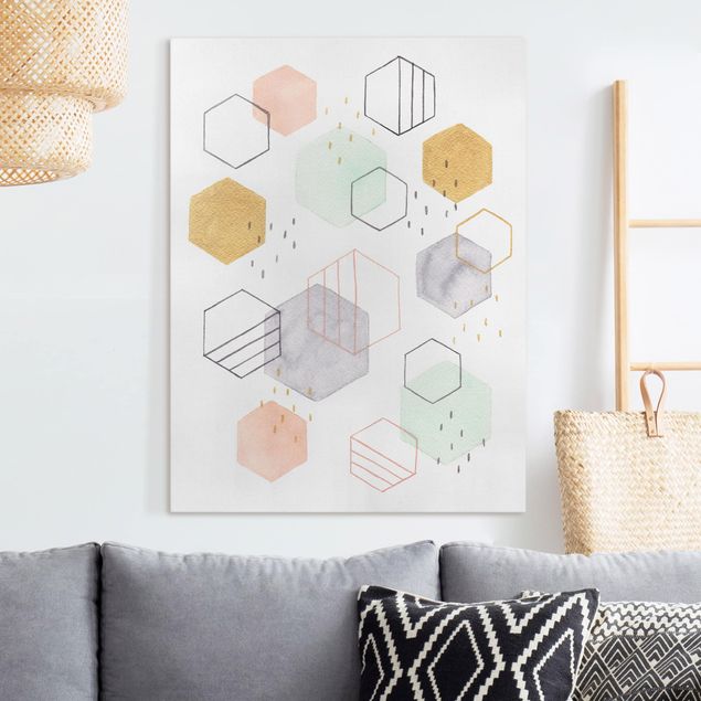 Tableaux sur toile avec dessins Dispersion hexagonale II