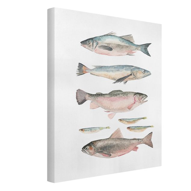 Tableaux modernes Sept poissons à l'aquarelle I