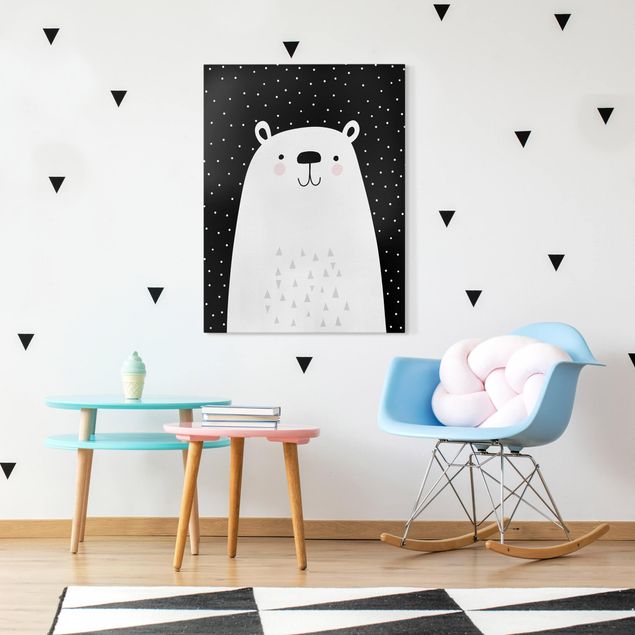 Tableaux sur toile en noir et blanc Zoo à motifs - Ours polaire