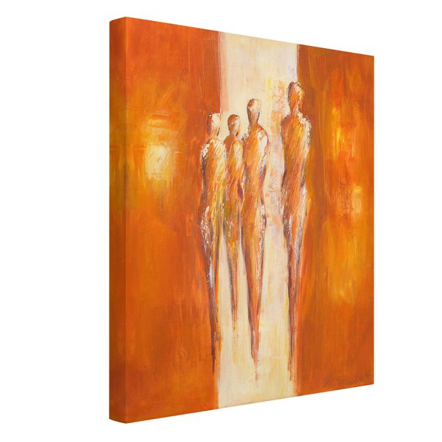 Tableau portraits Quatre figures en orange 02