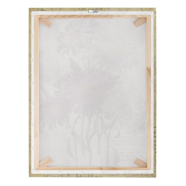Impression sur toile - Vintage Flowers With Handwriting