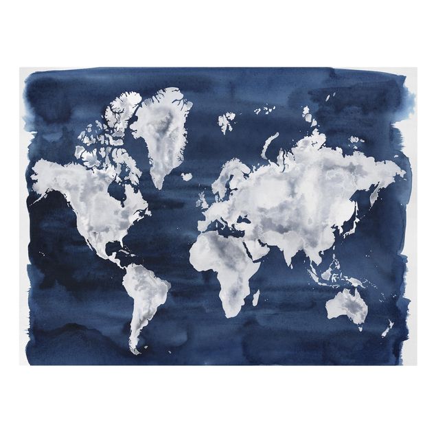 Tableau bleu Carte du monde de l'eau foncé