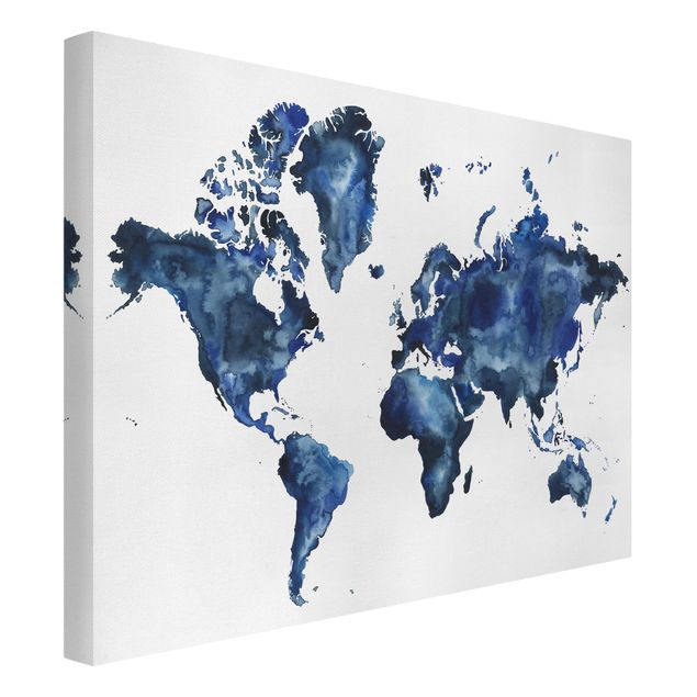 Tableau toile mappemonde Carte du monde de l'eau claire
