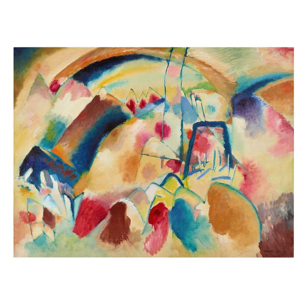 Tableau art abstrait Wassily Kandinsky - Paysage avec église (Paysage avec taches rouges)