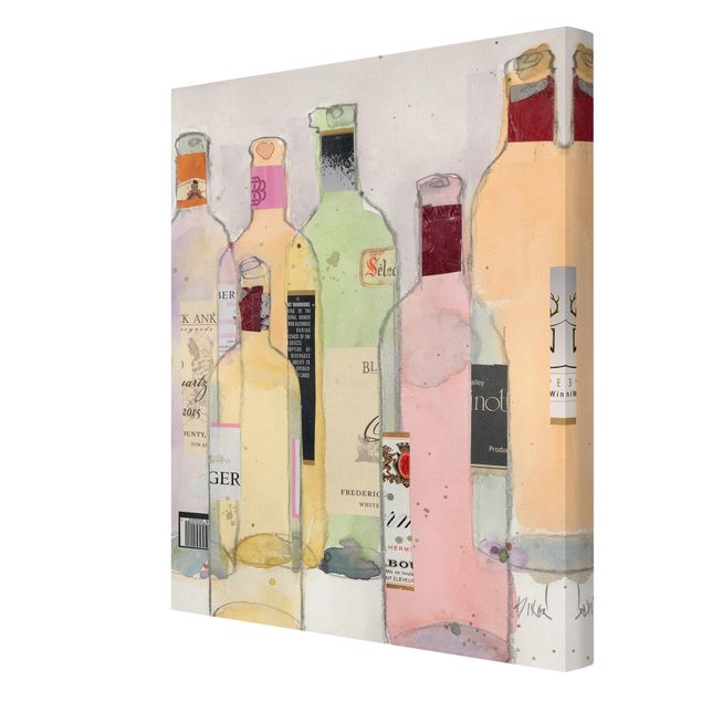 Impression sur toile - Wine Bottles In Watercolour I