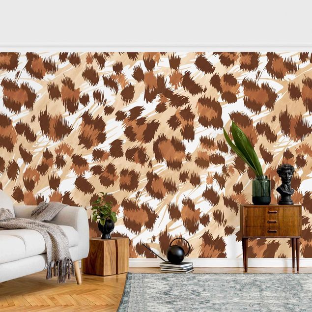 Papier peint chats Watercolour Leo-Print In Shades Of Brown