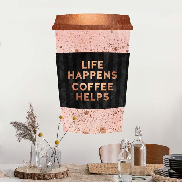 Déco mur cuisine La vie arrive - Le café aide