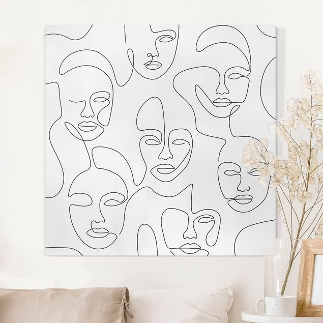 Tableaux sur toile en noir et blanc Line Art - Beauty Portraits