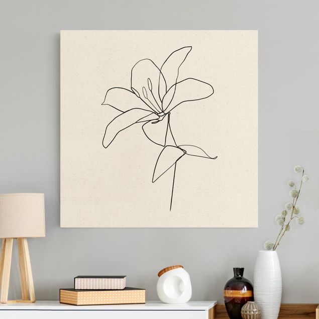 Tableau abstrait Line Art Fleur Noir et Blanc