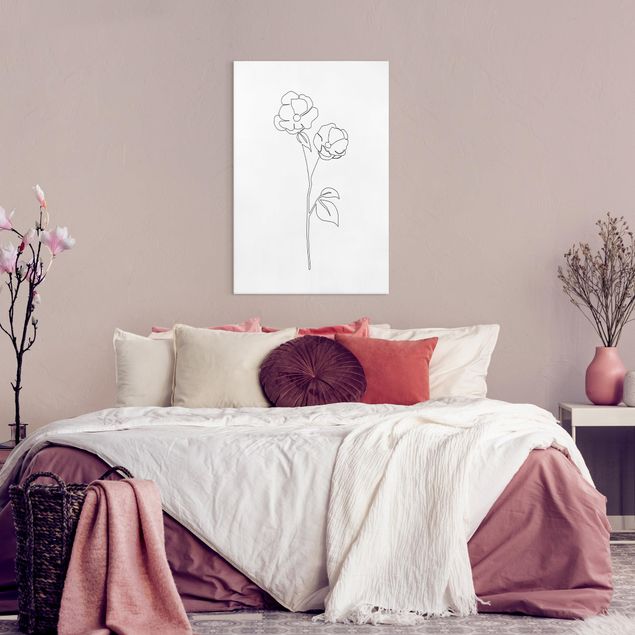 Tableaux sur toile en noir et blanc Line Art Flowers - Poppy Flower