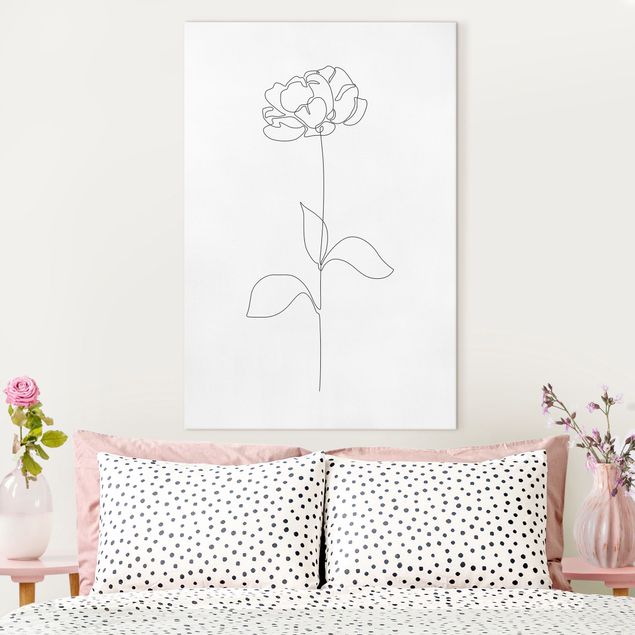 Toile fleur rose Line Art Flowers - Peony
