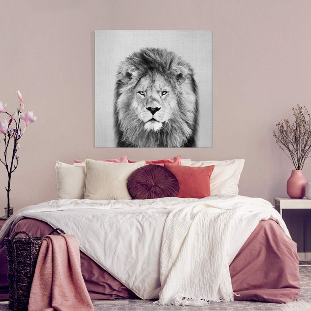Tableau toile lion Lion Linus Noir et Blanc