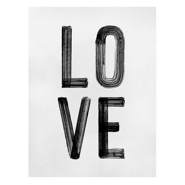 Tableaux noir et blanc Love typographie en noir