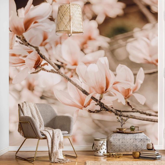 Tapisserie forêt Rameau de magnolia style vintage