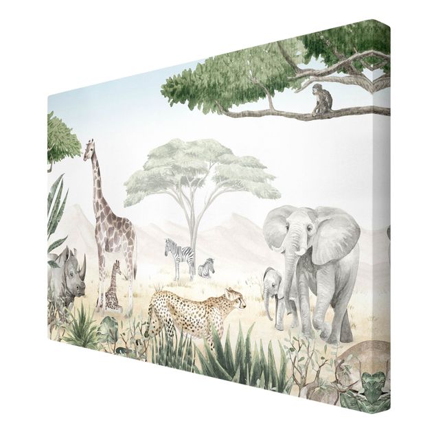 Toile imprimee elephant Monde animal majestueux dans la savane