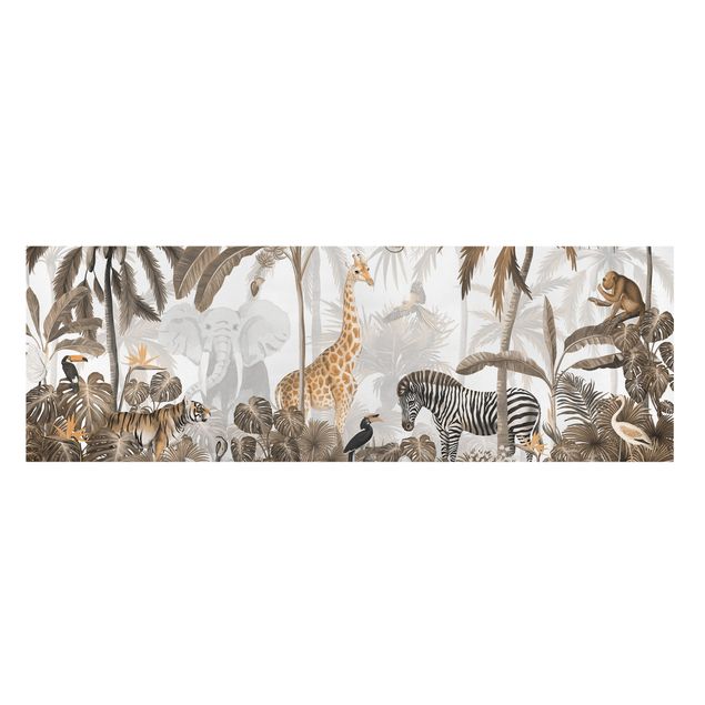 Tableau jungle Monde animalier majestueux dans la jungle en sépia
