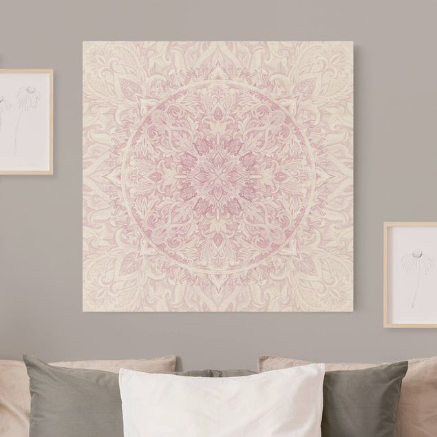 Tableaux moderne Décoration de mandala à l'aquarelle rose