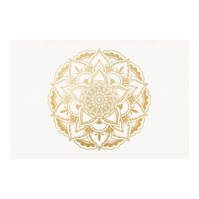 Papier peint panoramique Fiore mandala oro e bianco