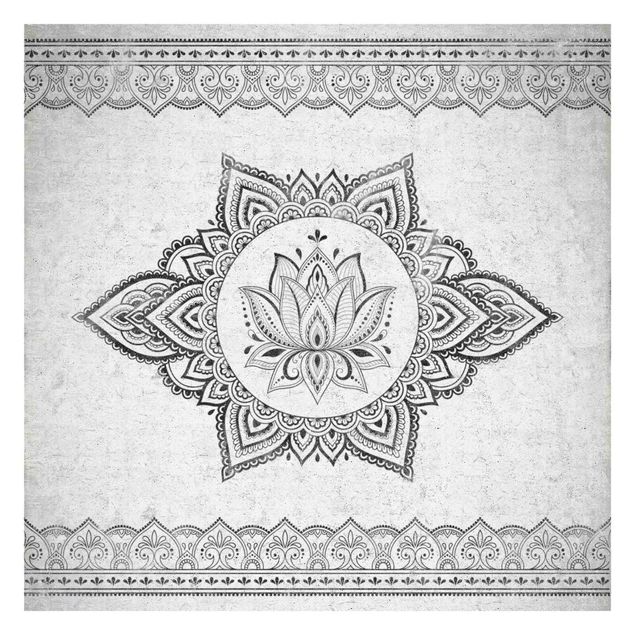 papier peint xxl Mandala Lotus imitation béton