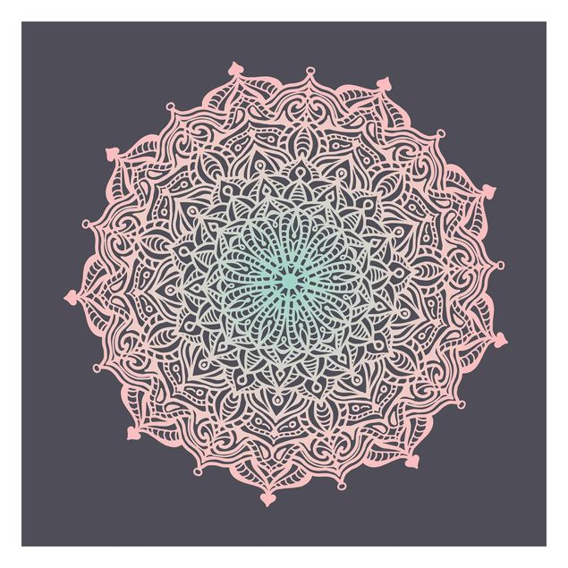 Papier peint zen Ornement Mandala en rose et bleu