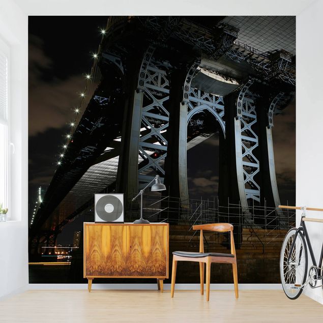 Papier peint moderne Pont de Manhattan la nuit