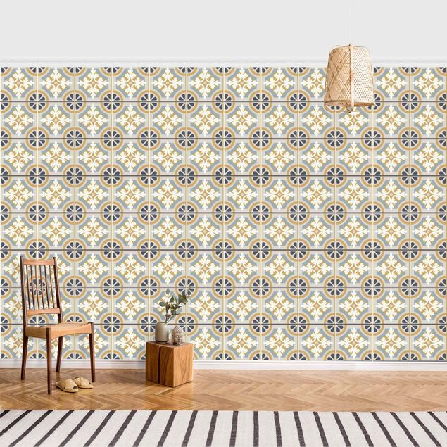 Déco murale cuisine Morrocan Tiles In Blue And Ochre