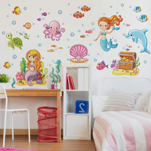 Sticker mural - Mermaid - Underwater world set