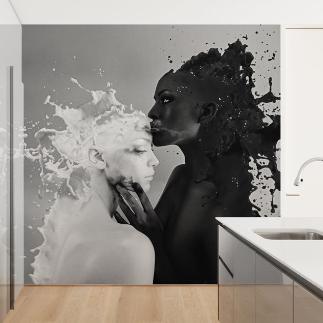 Papier peint moderne Milk & Coffee Kiss Noir
