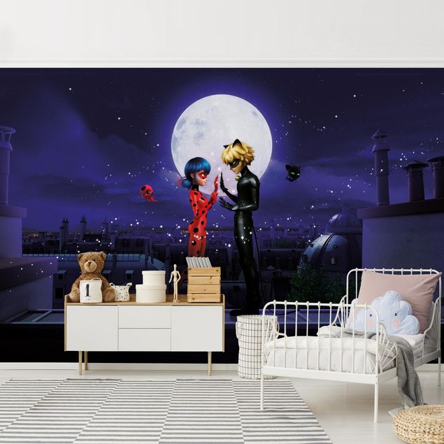 Décoration chambre bébé Miraculous Ladybug And Cat Noir In The Moonlight