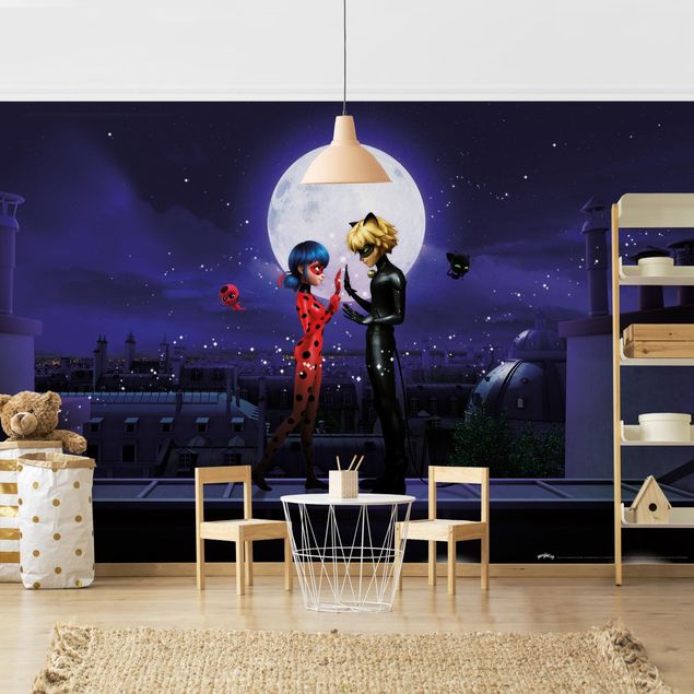 Papiers peints modernes Miraculous Ladybug And Cat Noir In The Moonlight