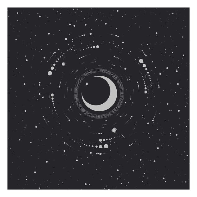 papier peint xxl Lune dans un cercle d'étoiles