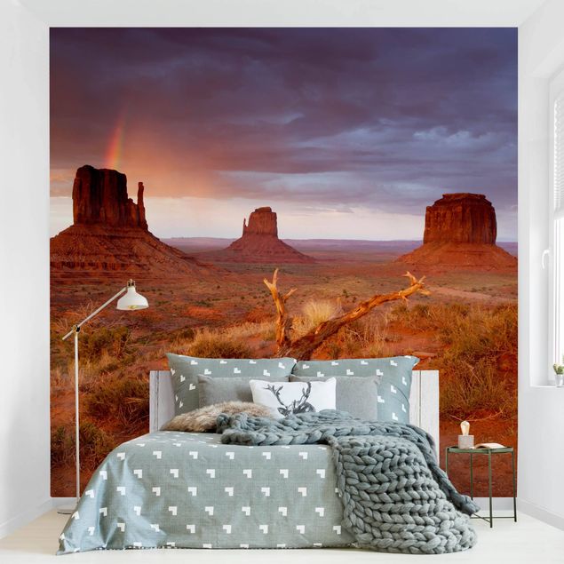 Papier peint panoramique coucher de soleil Monument Valley au coucher du soleil