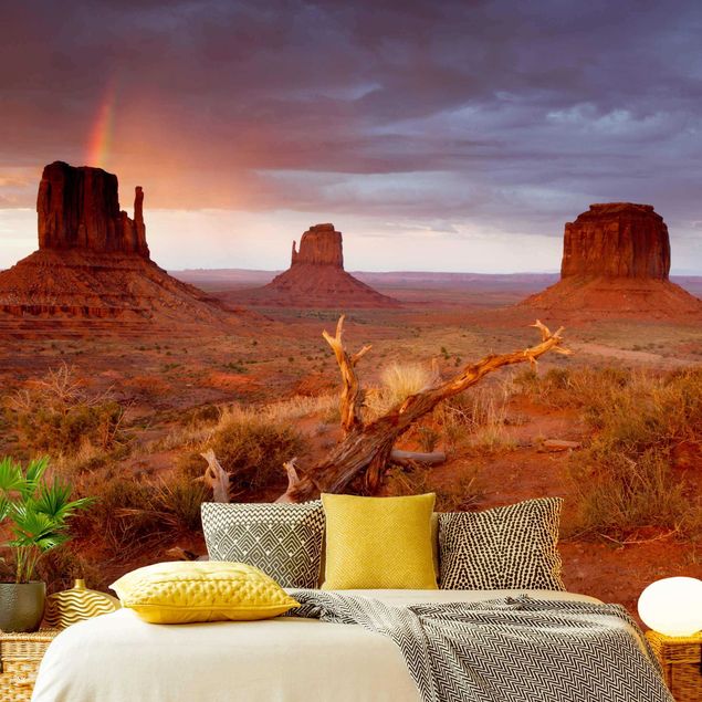 Papier peint panoramique paysage Monument Valley au coucher du soleil