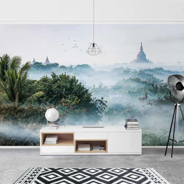 Papier peint moderne Brouillard matinal sur la jungle de Bagan