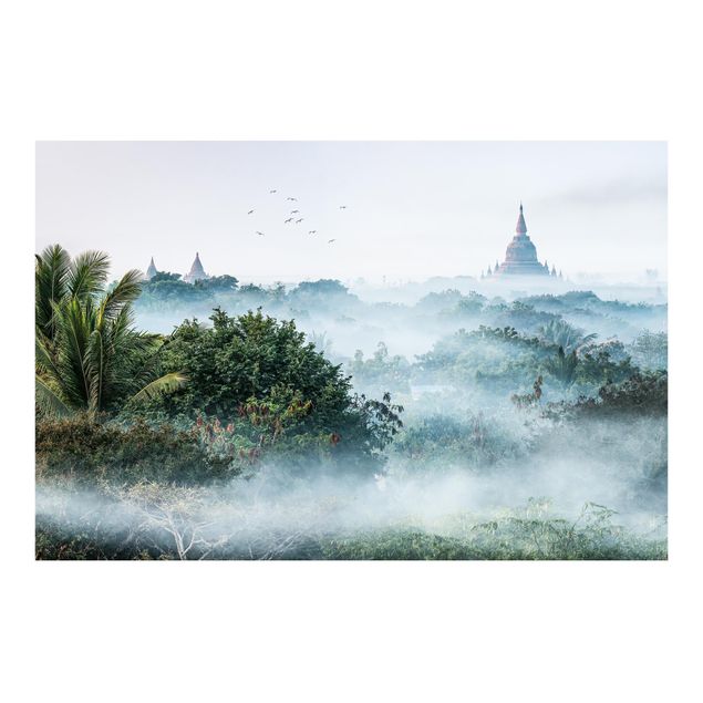 Papier peint panoramique Brouillard matinal sur la jungle de Bagan