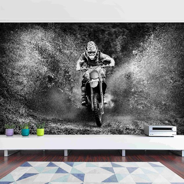 tapisserie panoramique Motocross dans la boue