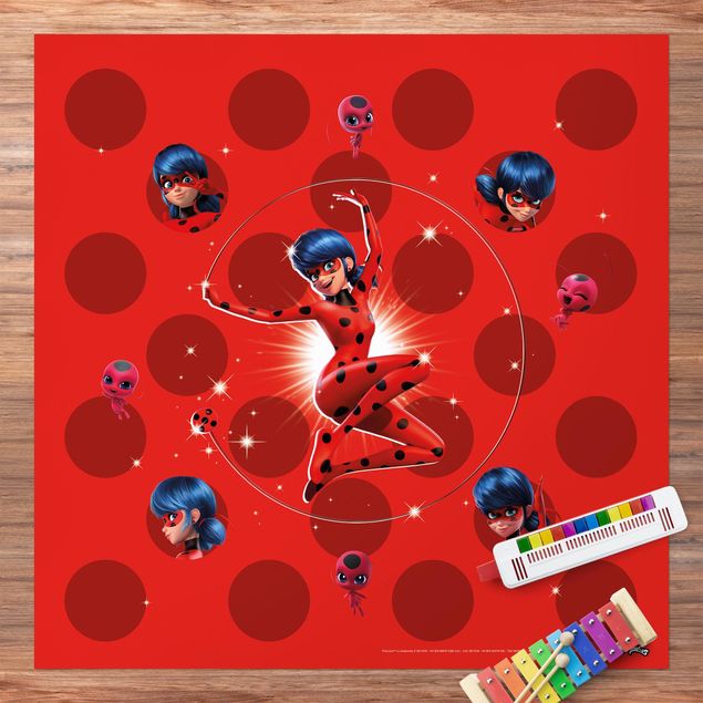 tapis contemporain Miraculous Ladybug On Red Dots