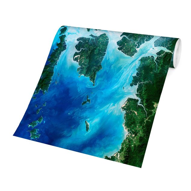 Tapisserie turquoise Image NASA Archipel Asie du Sud-Est