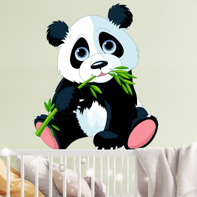 Autocollant mural jungle Panda qui grignote
