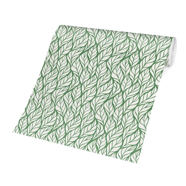 Papiers peints verts Motif naturel grandes feuilles sur vert