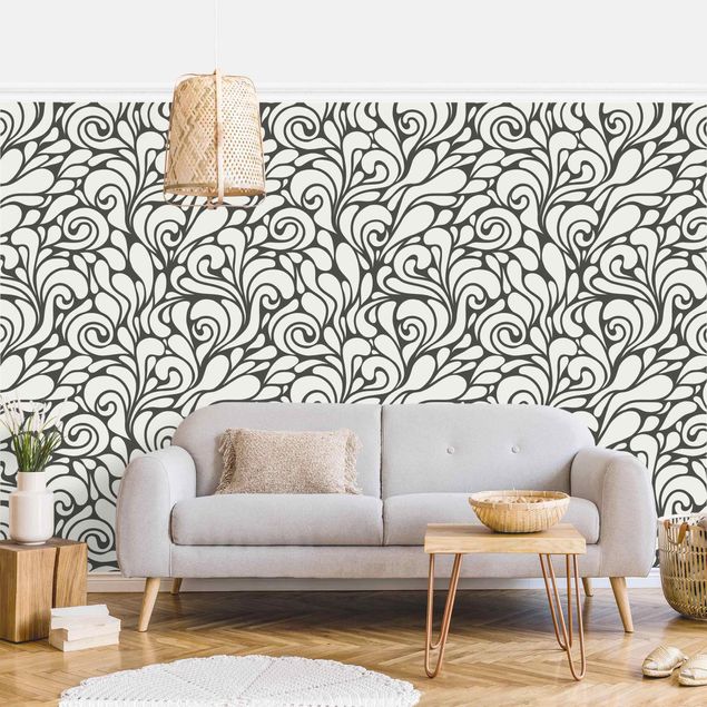 Papier peint à motifs Natural Pattern With Swirls In Grey