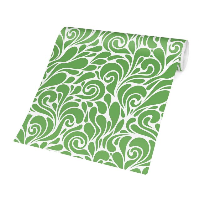 Papier peint panoramique Motif naturel avec boucles devant le vert