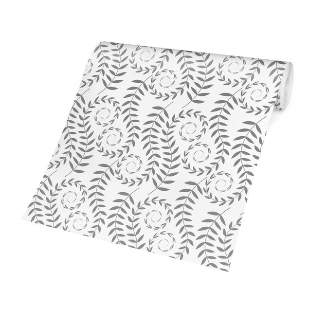 Papier peint panoramique Natural Pattern Swirling Plants In Grey