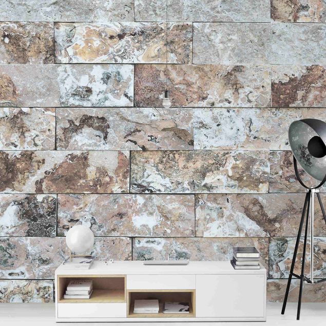 Papier peint moderne Mur de pierre naturelle en marbre