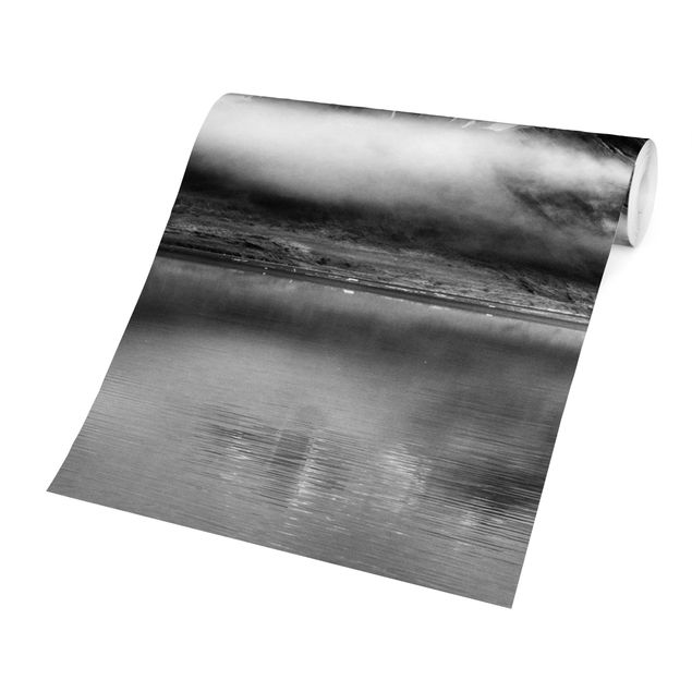 Papier peint paysage Foggy Moutains Black And White