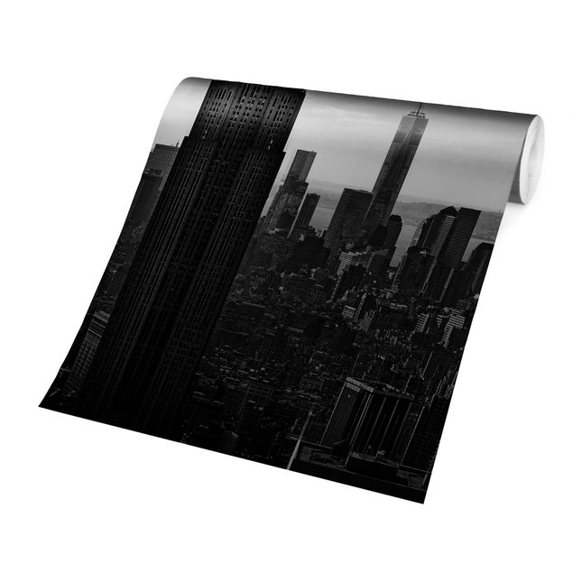 Tapisserie noir et blanc Vue de New York Rockefeller