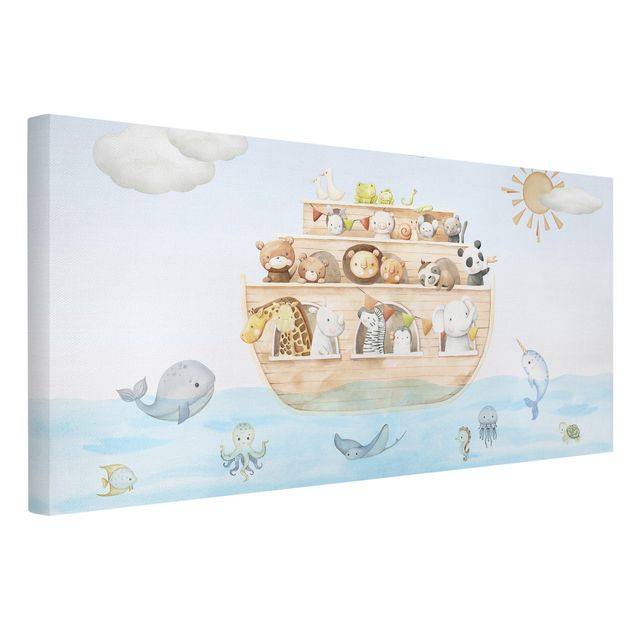 Tableau bord de mer Mignons bébés animaux sur l'arche