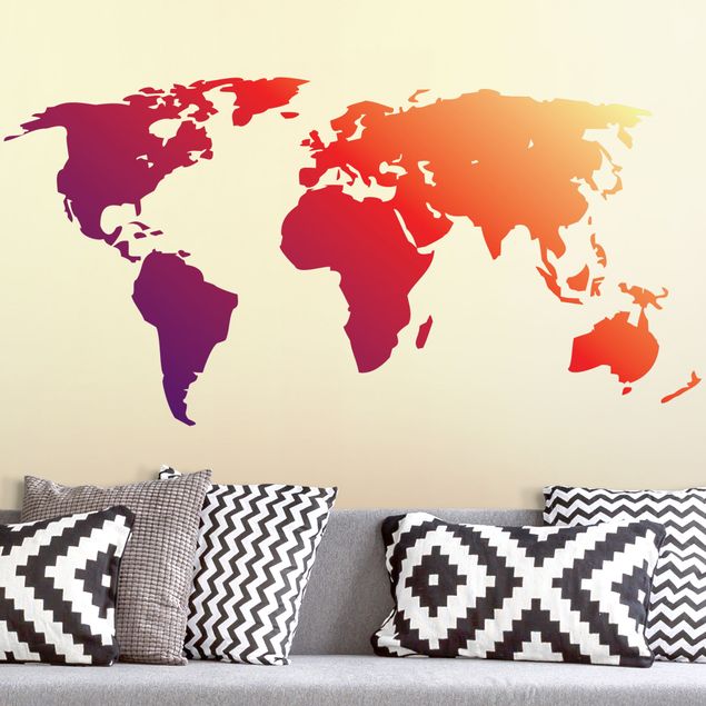 Sticker mural carte du monde No.212 Carte du monde rouge