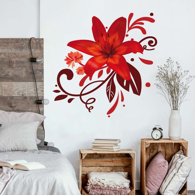 Stickers muraux nature No.BP7 Lily Dream Red